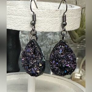Stunning one of a kind dark purple and black dangle earrings